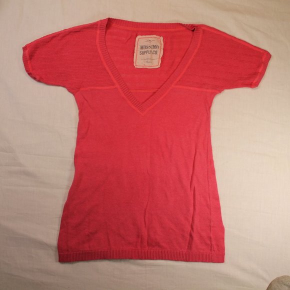 Mossimo supply co 100% cotton pink sweater to light medium vneck - Picture 1 of 3